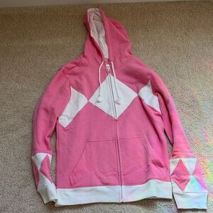 Power Rangers Pink and White Diamond-Panel Hoodie